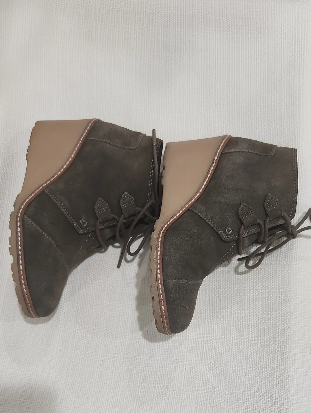 Toms Brown Suede Lace-Up Wedge Ankle Boots